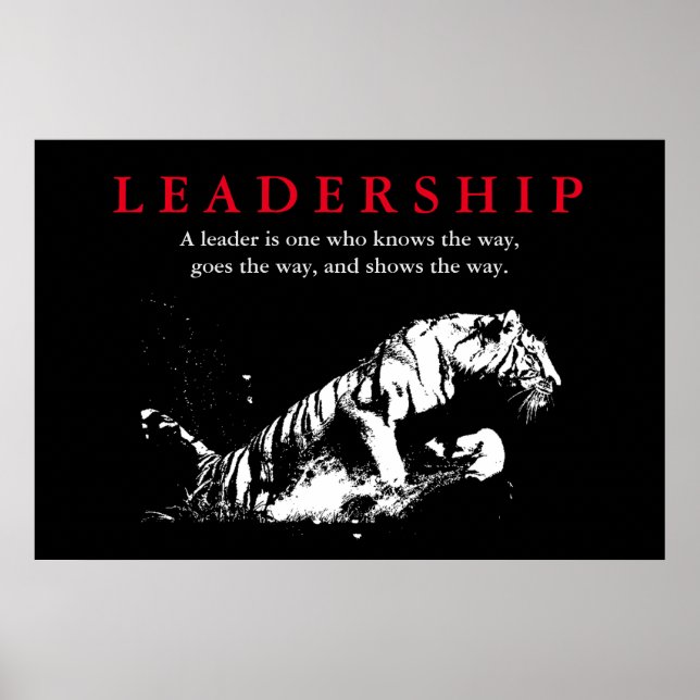 Black White Tiger Leadership Motivational Poster (Front)