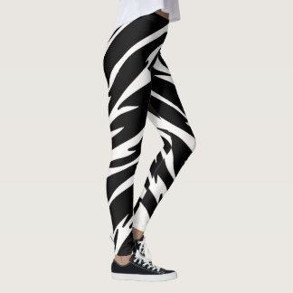 Black White Tiger Leggings - Animal Print Yoga