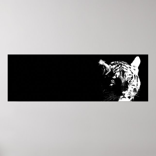 Black & White Tiger Pop Art Poster (Front)
