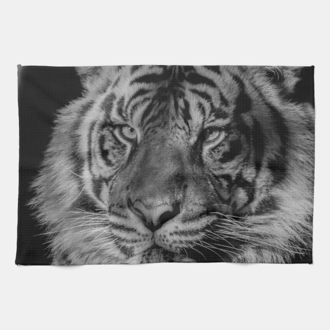 Black & White Tiger Tea Towel (Horizontal)