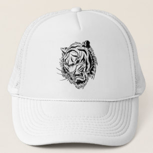 Black white tiger trucker hat
