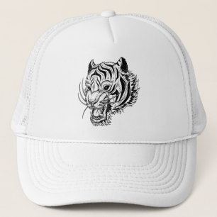 Black white tiger trucker hat