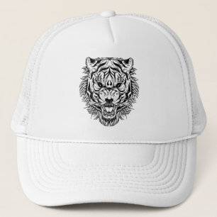 Black white tiger trucker hat