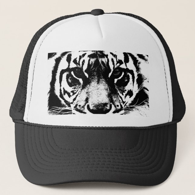 Black & White Tiger Trucker Hat (Front)