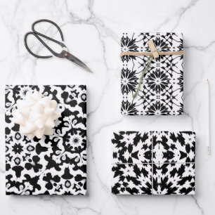 Black & White Tile Pattern Set 2 Wrapping Paper Sheet