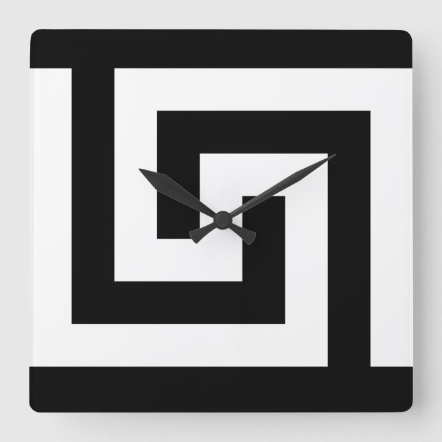 Black White Timeless Greek Key Modern Wall Clock (Front)