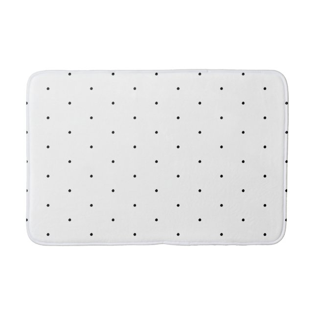 Black white tiny polka dots pattern bath mat (Front)