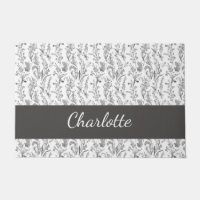 Black White Toile Floral Custom Name