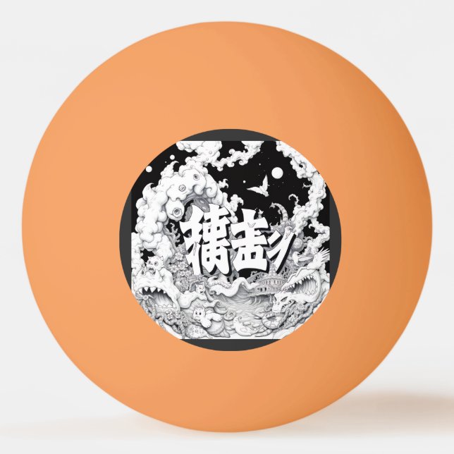 Black & White Tokyo Ping Pong Ball (Front)