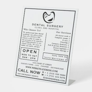 Black & White Tooth Logo Dentistry, Dentist Advert Pedestal Sign