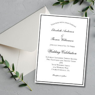 Black White Traditional Classic Formal Wedding Invitation