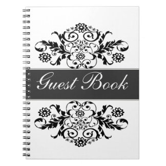 Black White Trendy Artistic Classic Damask Journal