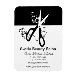 Black White  Trendy Beauty Salon Magnet