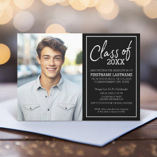 Black & White Trendy Graduation Photo Announcement