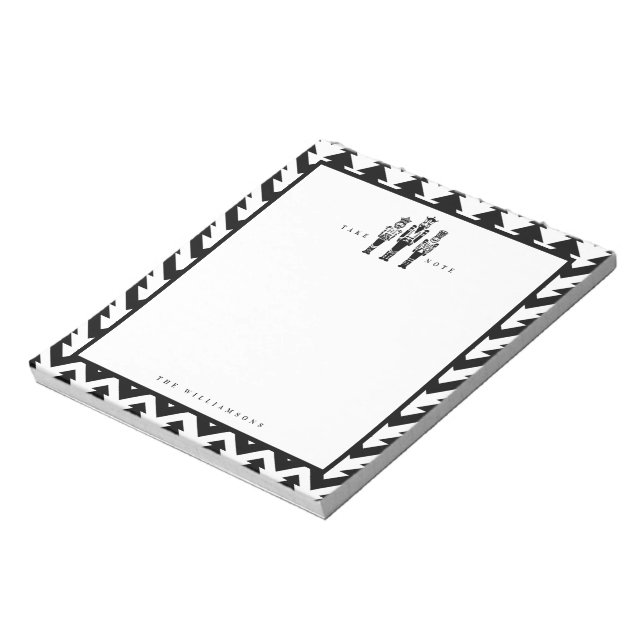 Black White Trendy Nutcracker Geometric Christmas Notepad (Rotated)
