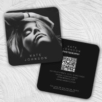 Black & White Trendy Stylish Full Photo QR Code