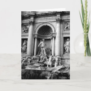 Black White Trevi Fountain Rome Travel Photography Card