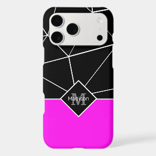 Black white triangle geometry neon pink Monogram