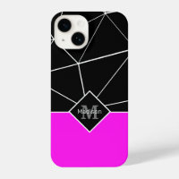 Black white triangle geometry neon pink Monogram
