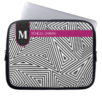 Black White Triangle Pattern Laptop Case