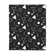 Black White Triangle Square Circle Memphis Pattern