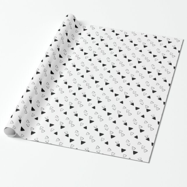 Black & White Triangles Design Wrapping Paper (Unrolled)