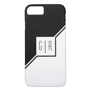 Black, white triangles, monogram modern geometric Case-Mate iPhone case