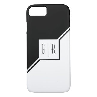 Black, white triangles, monogram modern geometric Case-Mate iPhone case