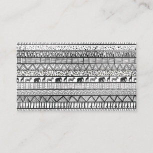 Black White Tribal African Pattern Business Card