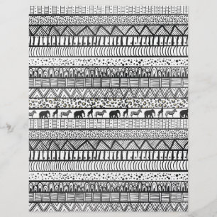 Black White Tribal African Pattern Custom Letterhead