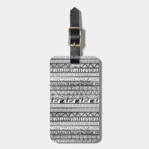 Black White Tribal African Pattern Luggage Tag