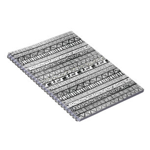 Black White Tribal African Pattern Trendy Design Notebook