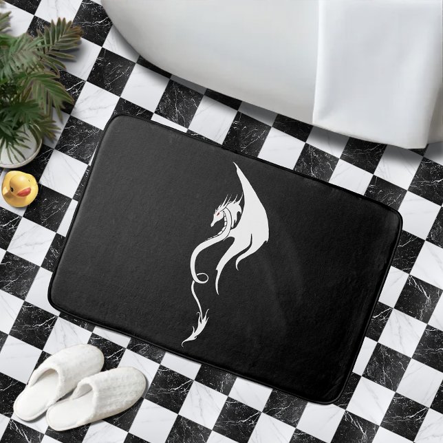 Black White Tribal Dragon Bath Mat (Creator Uploaded)