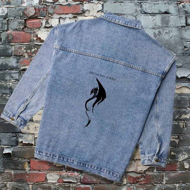 Black White Tribal Dragon Denim Jacket (Creator Uploaded)