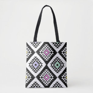 Black White Tribal Navajo Pattern Tote Bag