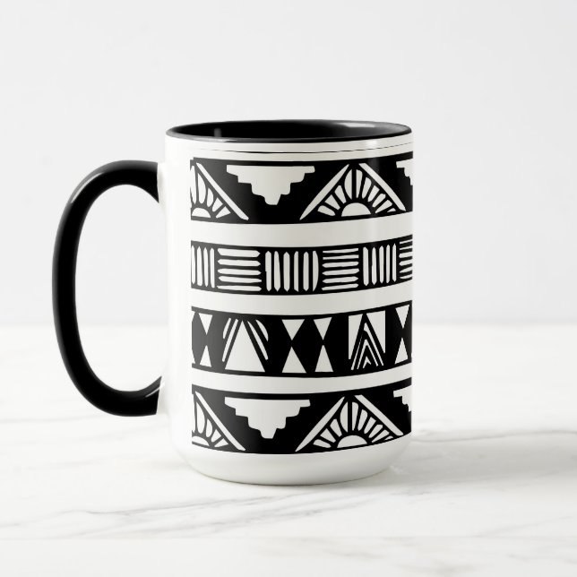Black & White Tribal Print Combo Mug (Left)