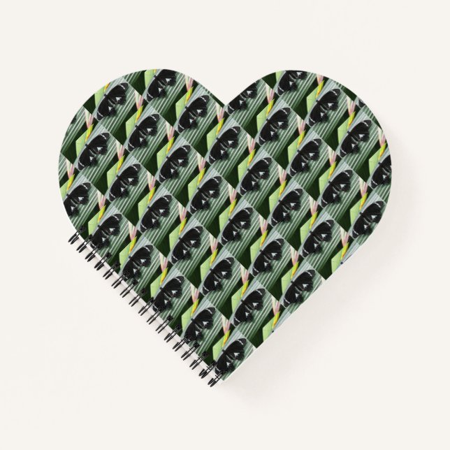 Black & White Tropical Butterfly Heart Notebook (Front)