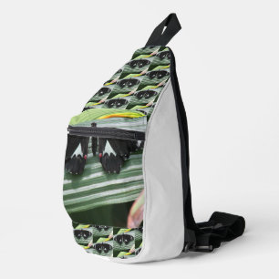 Black & White Tropical Butterfly Sling Bag