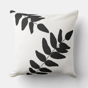 Black & White Tropical Foliage Lg. Outdoor Cushion