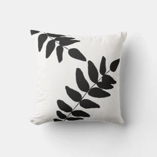 Black & White Tropical Foliage Outdoor Cushion