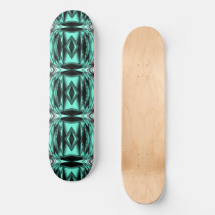 Black White Turquoise Ombre Modern Abstract Art Skateboard