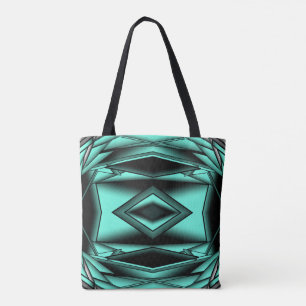 Black White Turquoise Ombre Modern Abstract Art  Tote Bag