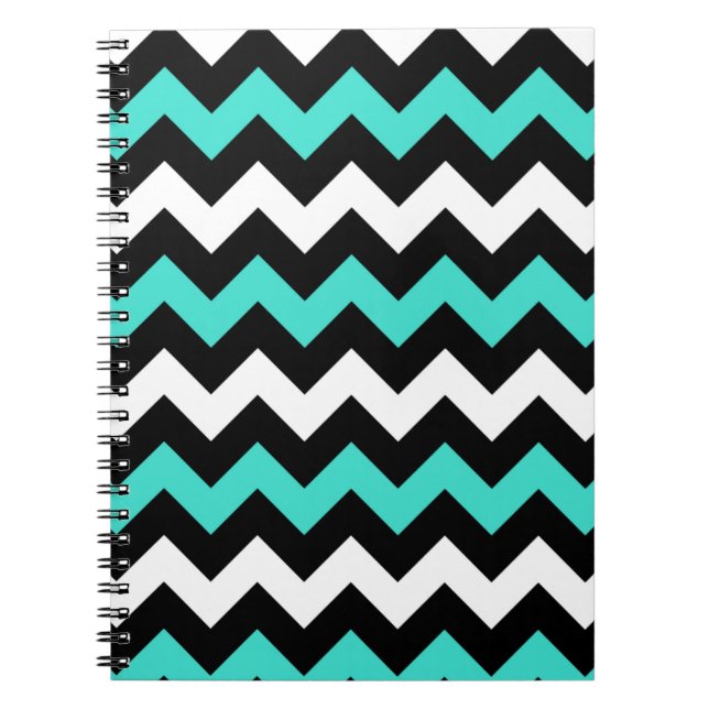 Black White Turquoise Zigzag Notebook (Front)