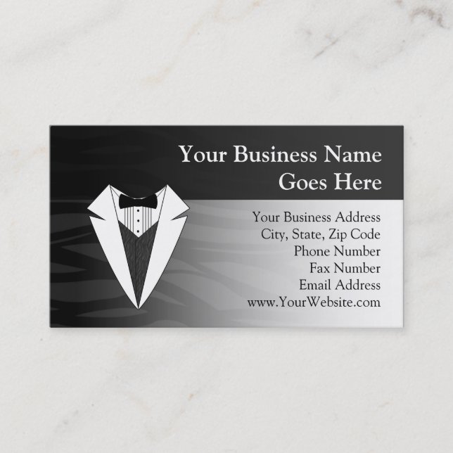 Black/White Tuxedo Business Card (Front)