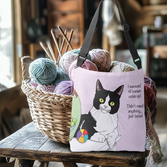 Black White Tuxedo Funny Cat Crossbody Bag (Creator Uploaded)