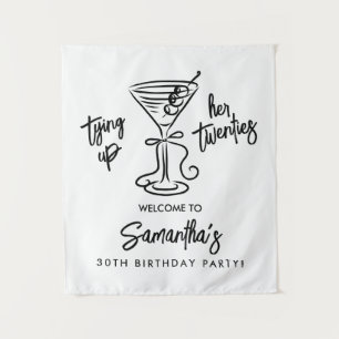 Black & White Tying Up Her Twenties 30th Banner Tapestry