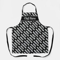 Black & white typography BBQ apron for grillmaster