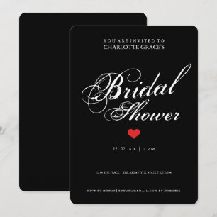 Black White Typography Bridal Shower Modern Simple Invitation