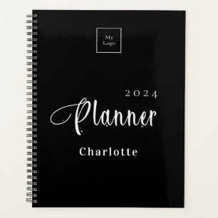 Black white typography business logo 2026 planner