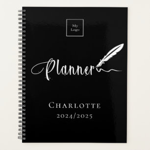 Black white typography business logo 2026 planner
